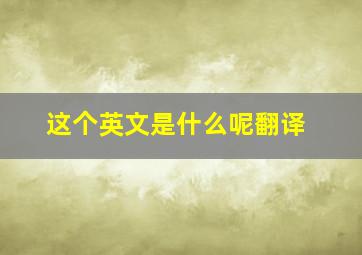 这个英文是什么呢翻译