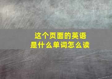 这个页面的英语是什么单词怎么读