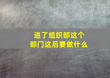 进了组织部这个部门这后要做什么