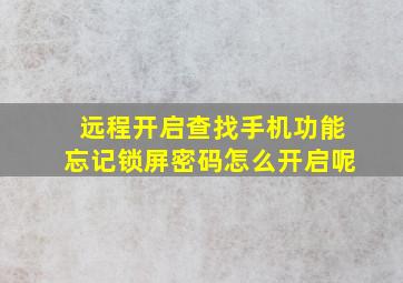 远程开启查找手机功能忘记锁屏密码怎么开启呢