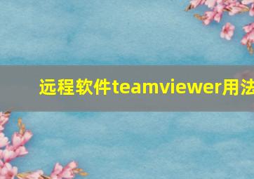 远程软件teamviewer用法