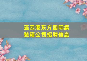 连云港东方国际集装箱公司招聘信息