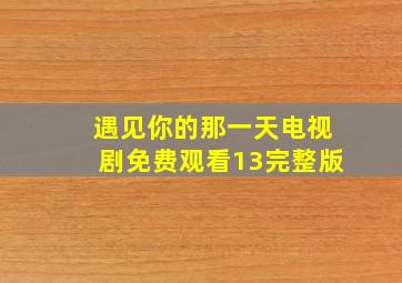 遇见你的那一天电视剧免费观看13完整版