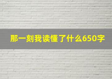 那一刻我读懂了什么650字