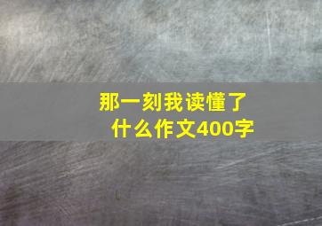 那一刻我读懂了什么作文400字