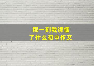 那一刻我读懂了什么初中作文