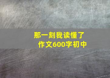 那一刻我读懂了作文600字初中