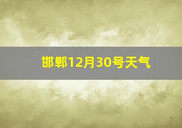 邯郸12月30号天气