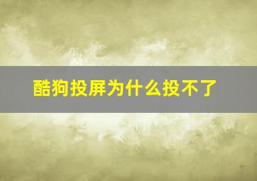 酷狗投屏为什么投不了