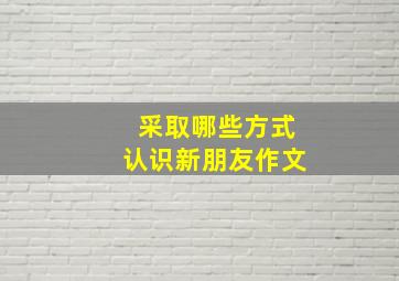 采取哪些方式认识新朋友作文