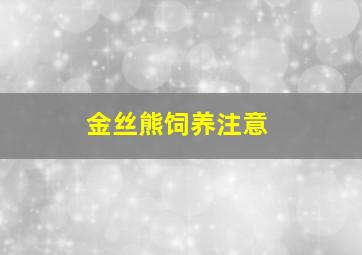 金丝熊饲养注意