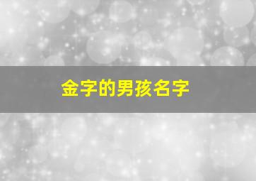 金字的男孩名字