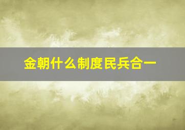 金朝什么制度民兵合一