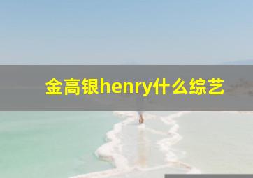 金高银henry什么综艺