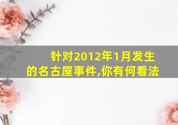 针对2012年1月发生的名古屋事件,你有何看法