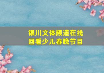 银川文体频道在线回看少儿春晚节目