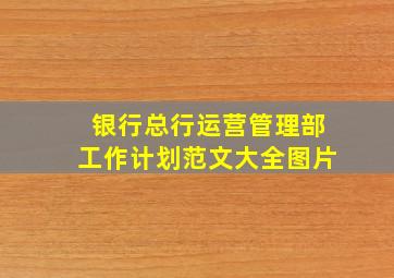 银行总行运营管理部工作计划范文大全图片