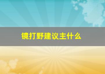 镜打野建议主什么