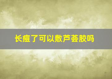 长痘了可以敷芦荟胶吗