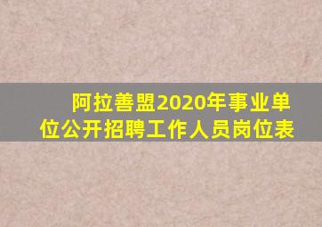 阿拉善盟2020年事业单位公开招聘工作人员岗位表