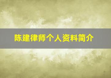 陈建律师个人资料简介