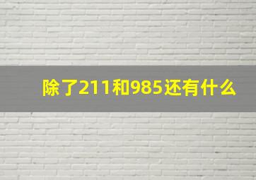 除了211和985还有什么