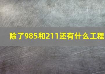 除了985和211还有什么工程