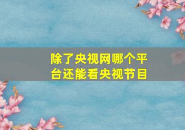 除了央视网哪个平台还能看央视节目