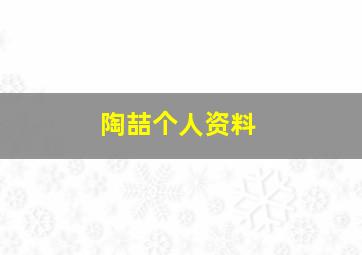 陶喆个人资料