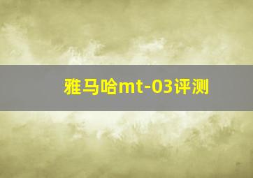 雅马哈mt-03评测