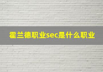 霍兰德职业sec是什么职业