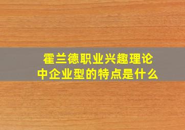 霍兰德职业兴趣理论中企业型的特点是什么