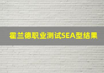 霍兰德职业测试SEA型结果