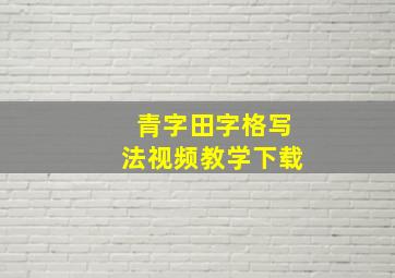 青字田字格写法视频教学下载