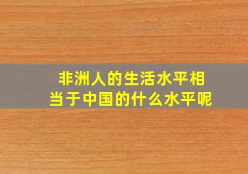 非洲人的生活水平相当于中国的什么水平呢