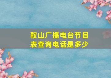 鞍山广播电台节目表查询电话是多少