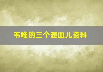 韦唯的三个混血儿资料