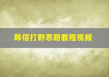 韩信打野思路教程视频