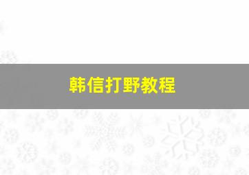 韩信打野教程