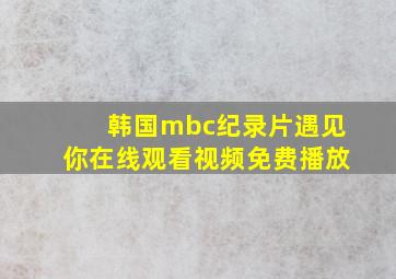 韩国mbc纪录片遇见你在线观看视频免费播放