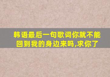 韩语最后一句歌词你就不能回到我的身边来吗,求你了