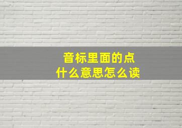 音标里面的点什么意思怎么读