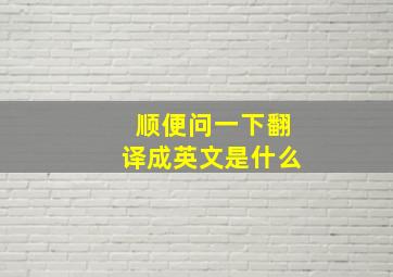 顺便问一下翻译成英文是什么