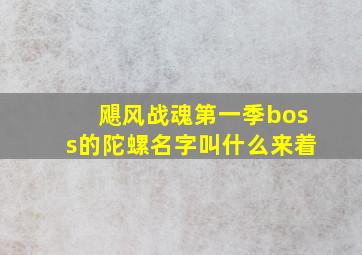 飓风战魂第一季boss的陀螺名字叫什么来着