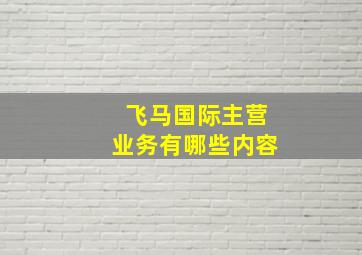 飞马国际主营业务有哪些内容