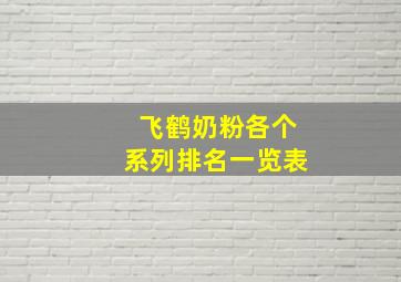 飞鹤奶粉各个系列排名一览表