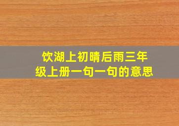 饮湖上初晴后雨三年级上册一句一句的意思