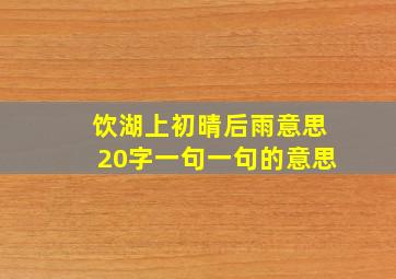 饮湖上初晴后雨意思20字一句一句的意思