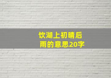 饮湖上初晴后雨的意思20字