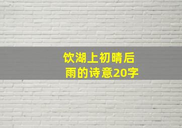 饮湖上初晴后雨的诗意20字